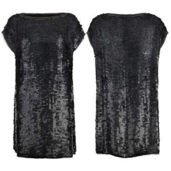 AllSaints black progression sequined Dress 10 M - Picture 3 of 8